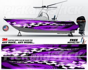 Checkered Abstract Boat Wrap