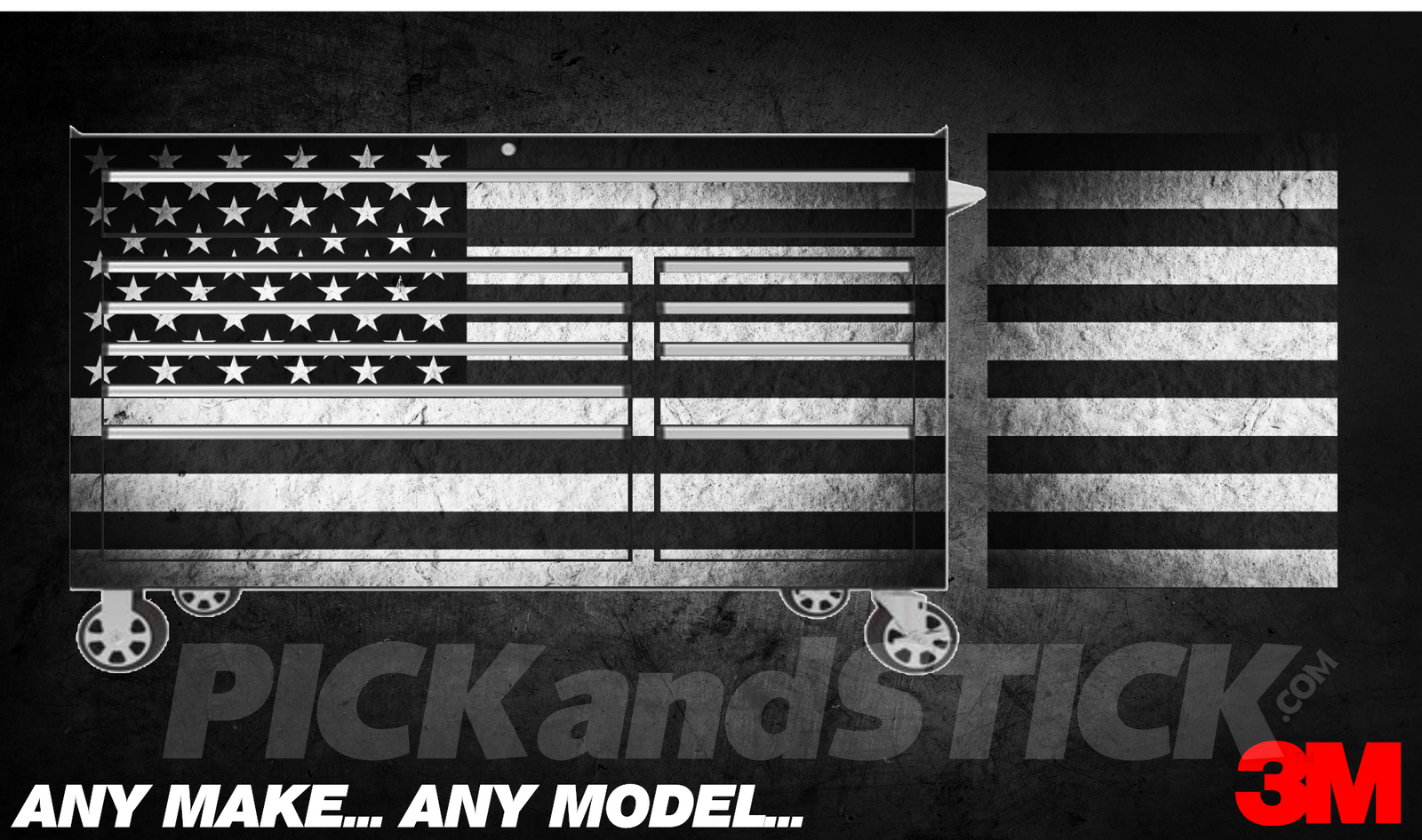 73" American Flag B&W Custom Toolbox Wrap