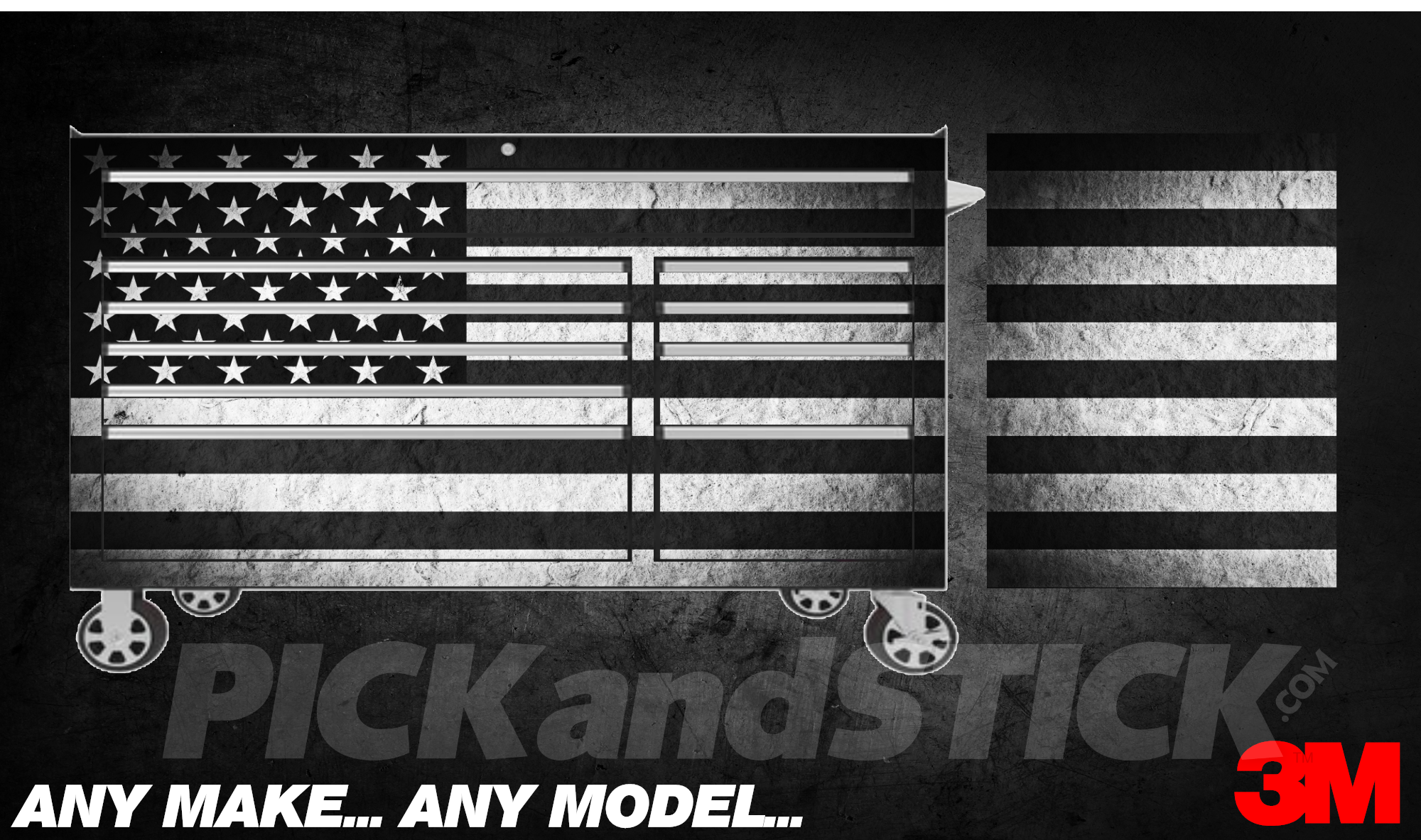73" American Flag B&W Custom Toolbox Wrap