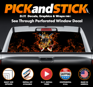 Fire Fighter Helmet II Perforated Rear Window Decal