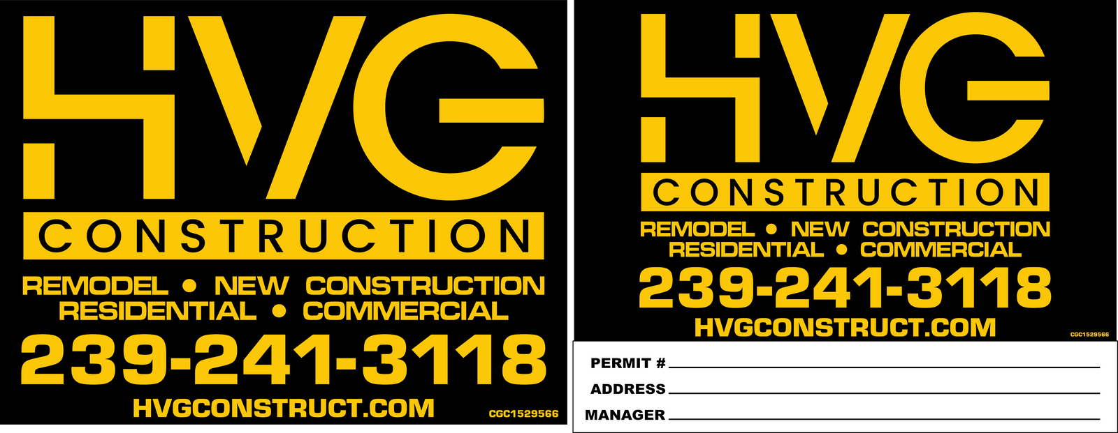 HVG Construction signs