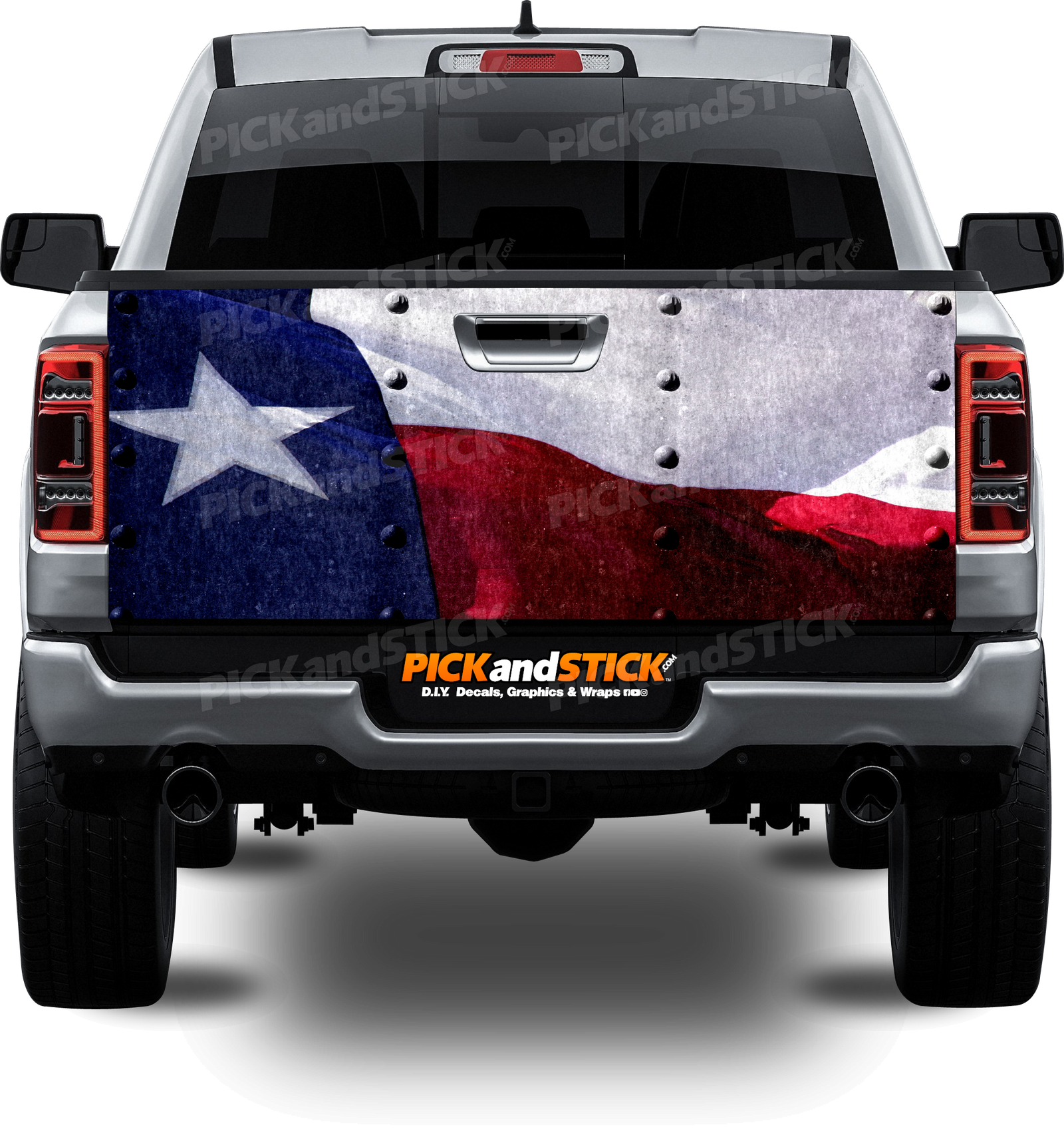 Texas Flag With Rivets Tailgate Wrap