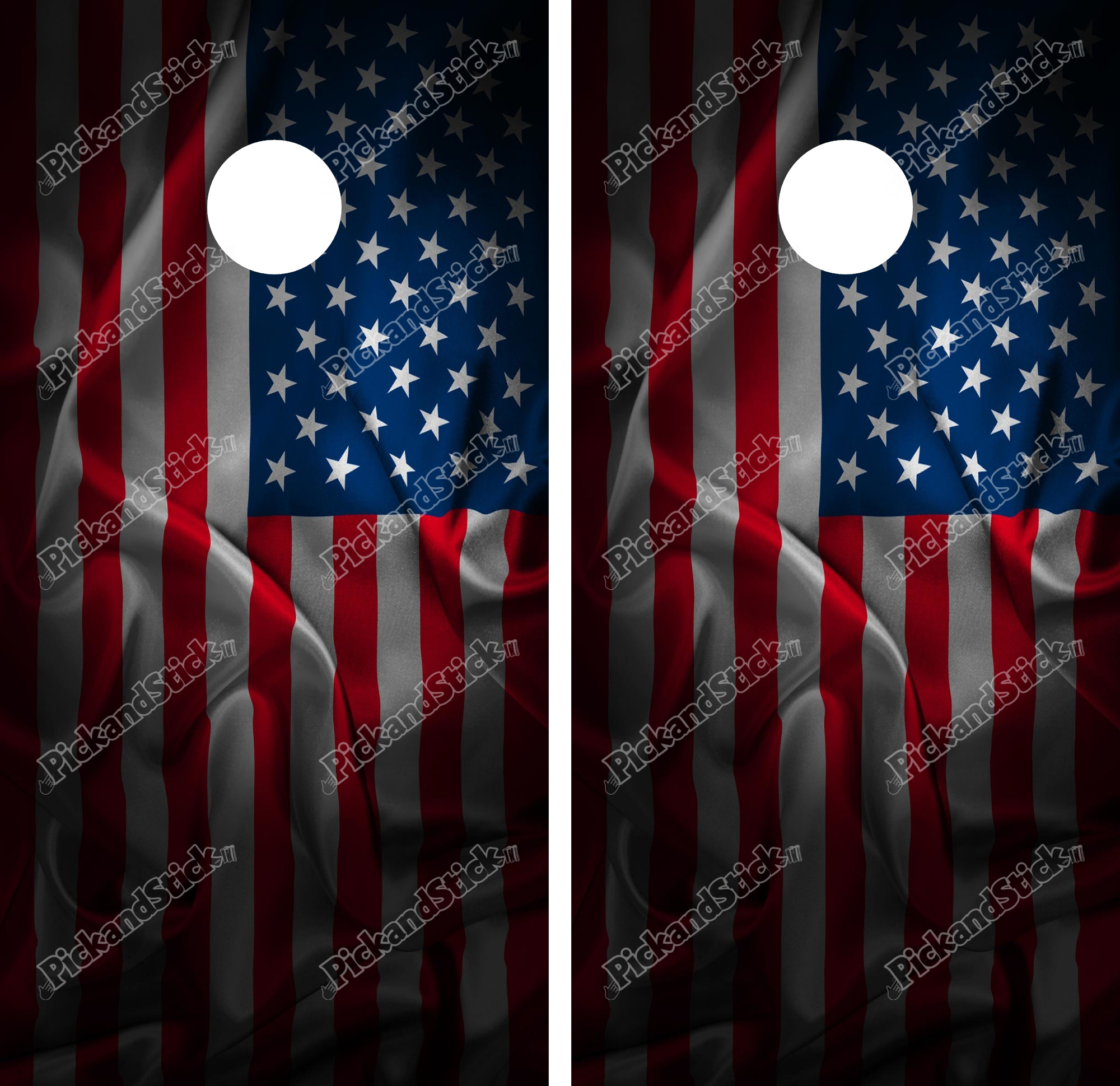 American Flag Fade To Black Cornhole Wrap - PickandStickcom