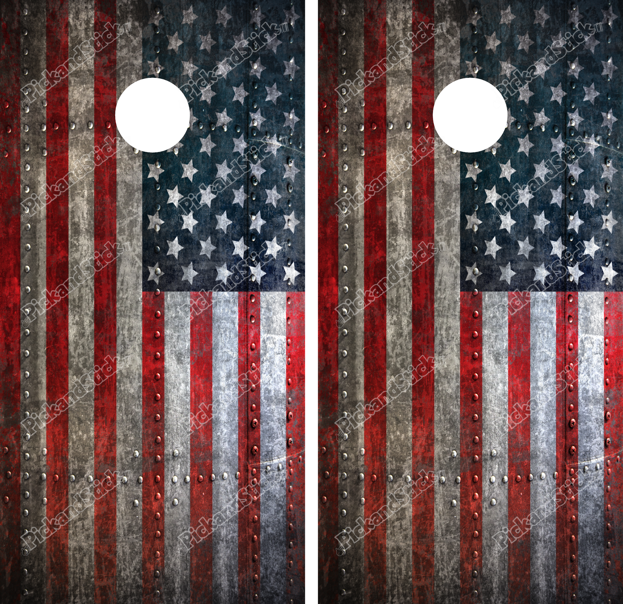 American Flag Riveted Metal Cornhole Wrap - PickandStickcom