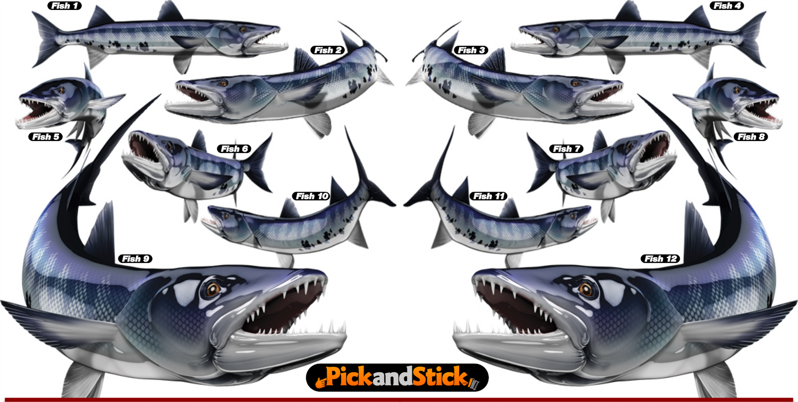Burracuda Fish Decals - PickandStickcom