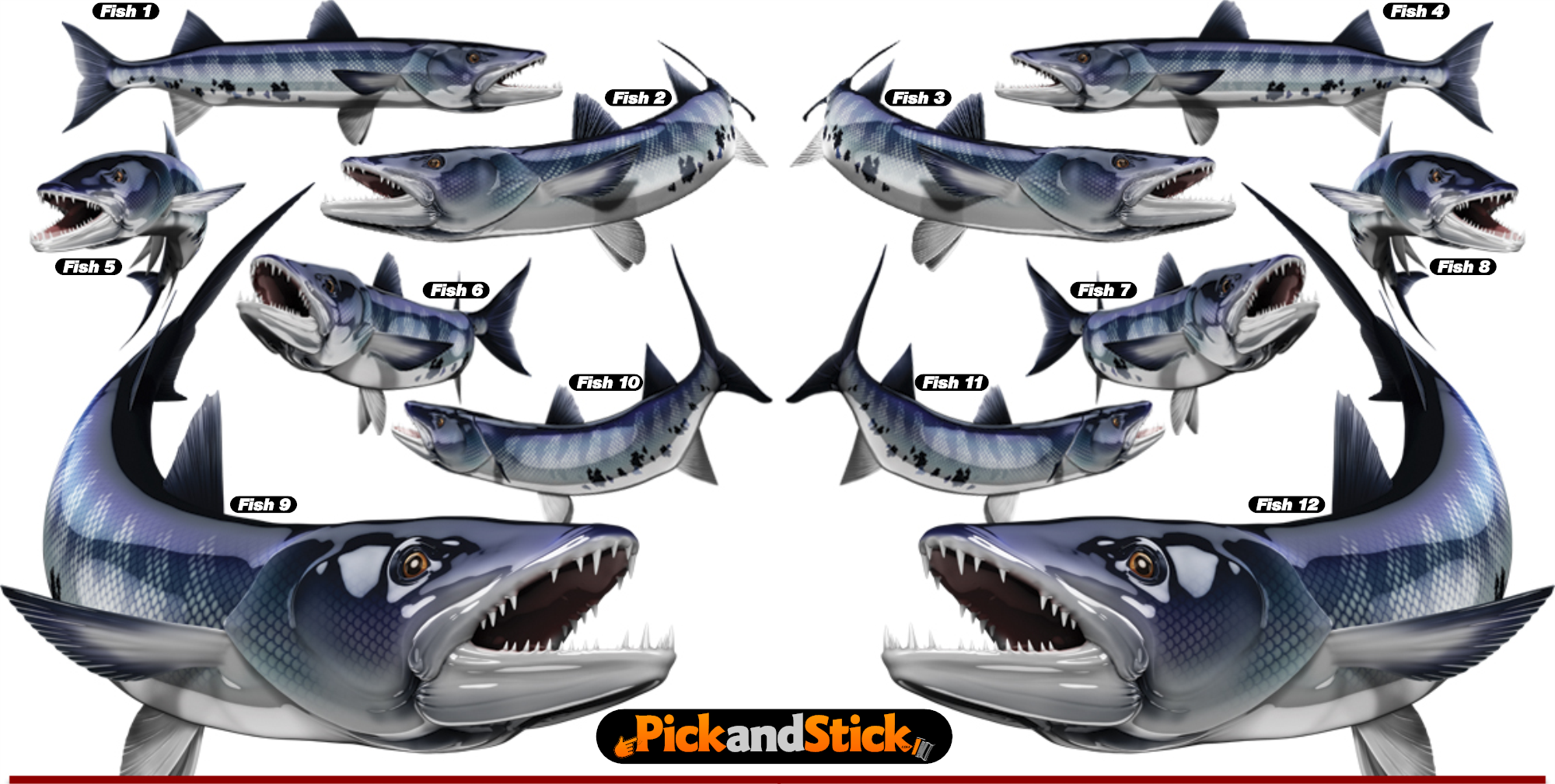 Burracuda Fish Decals - PickandStickcom