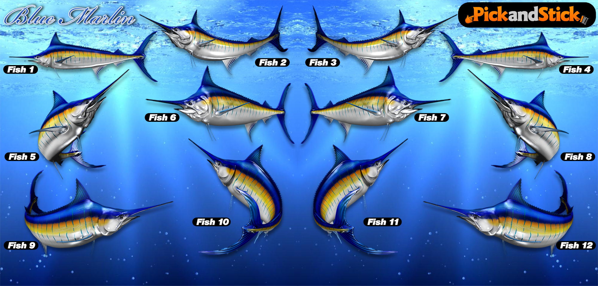Blue Marlin Fish Decals - PickandStickcom