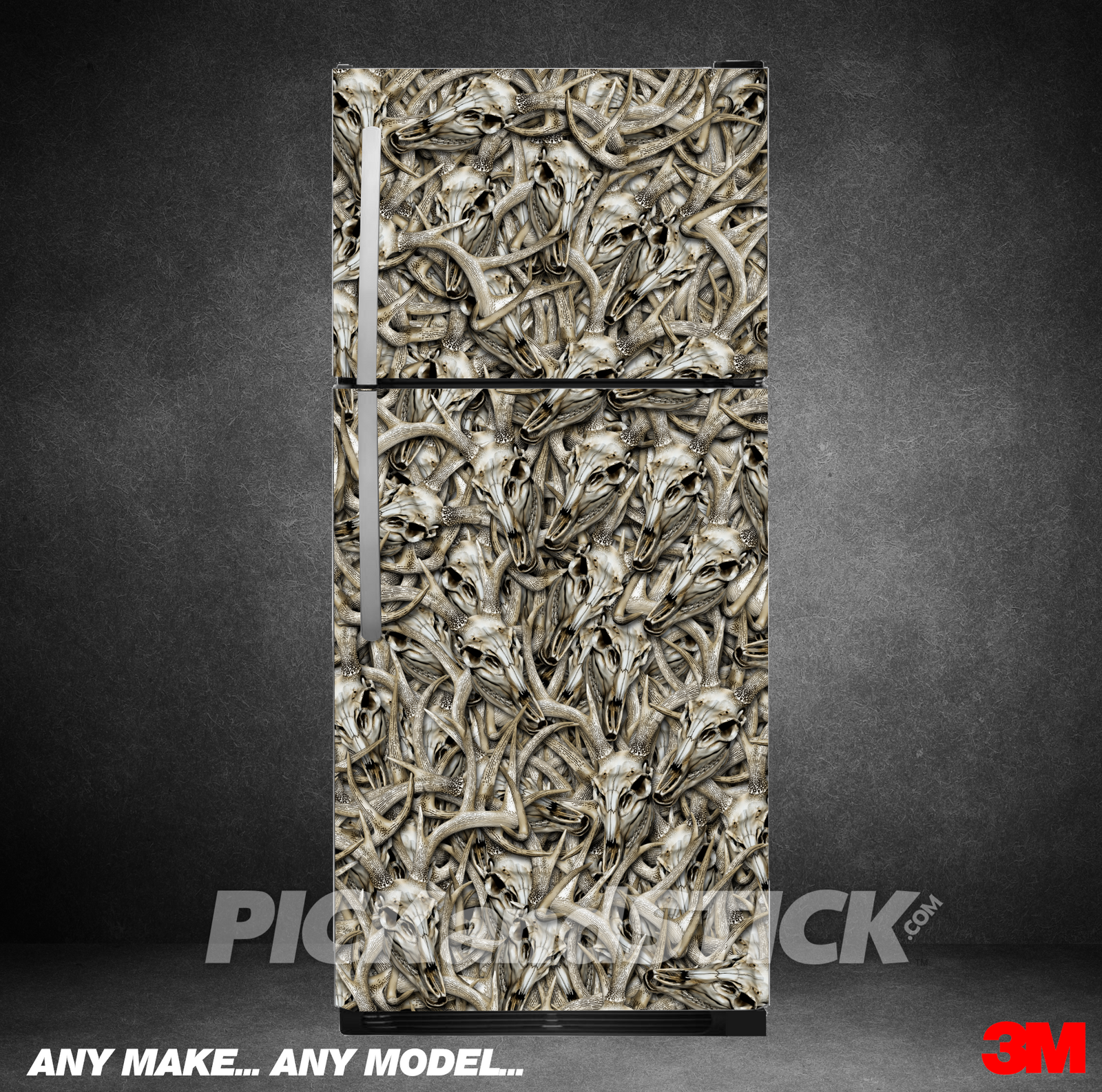Buck Skull Pile Refrigerator Wrap