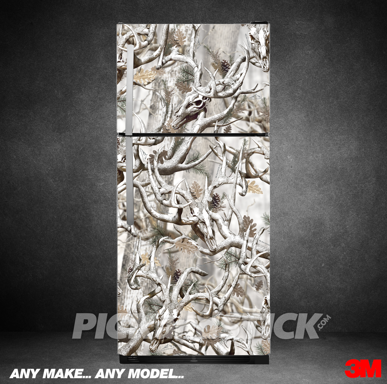 Obliteration Buck Snow Camo Refrigerator Wrap