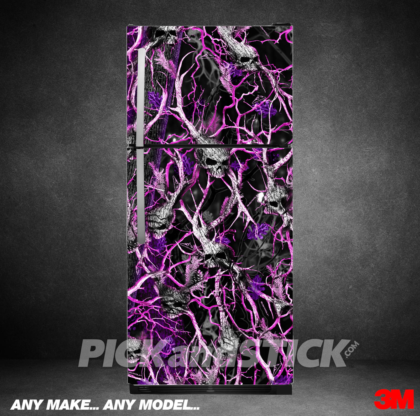 Obliteration Skull Pink Camo Refrigerator Wrap