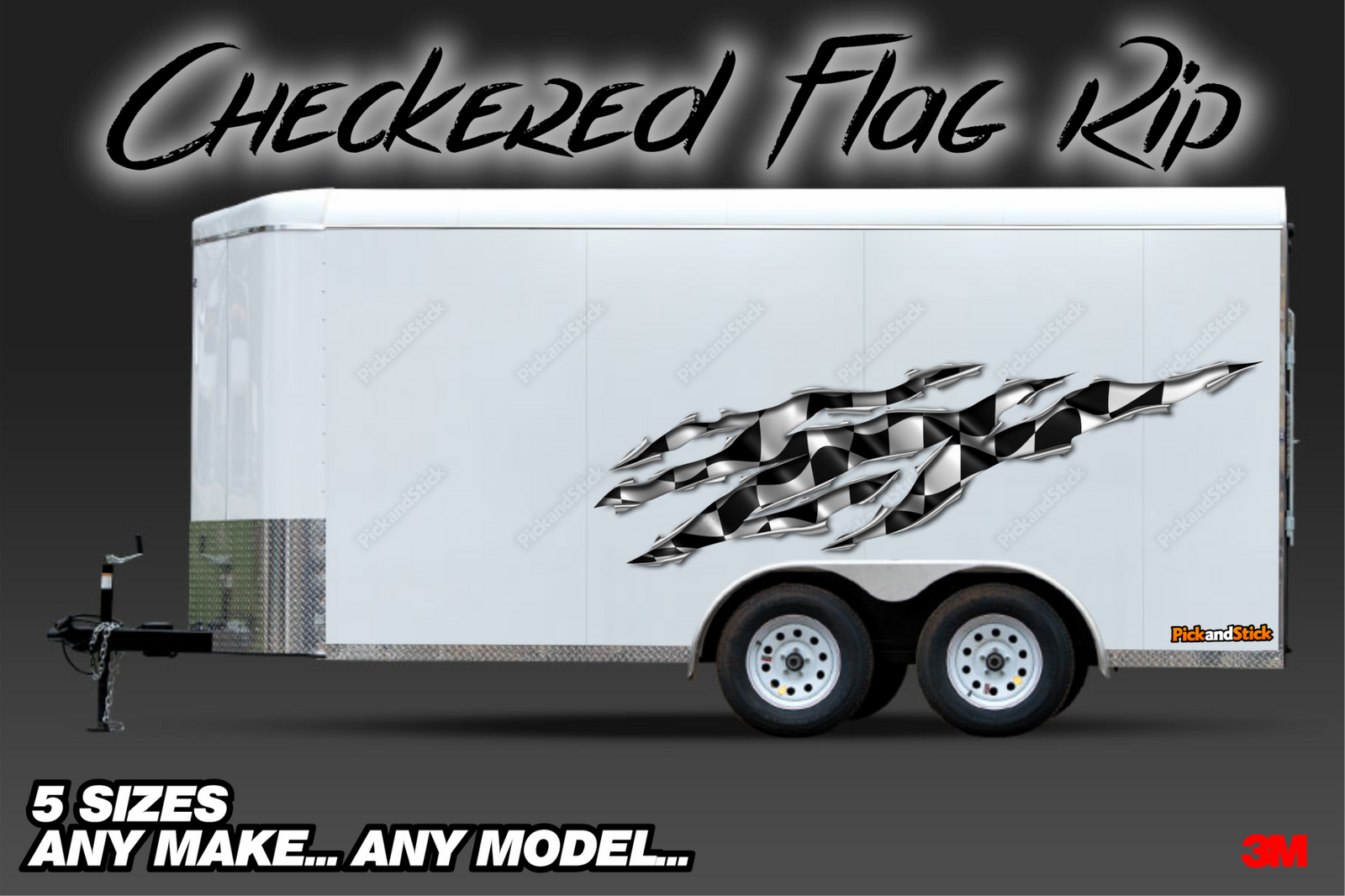 Checkered Flag Rip Trailer Graphics - PickandStickcom