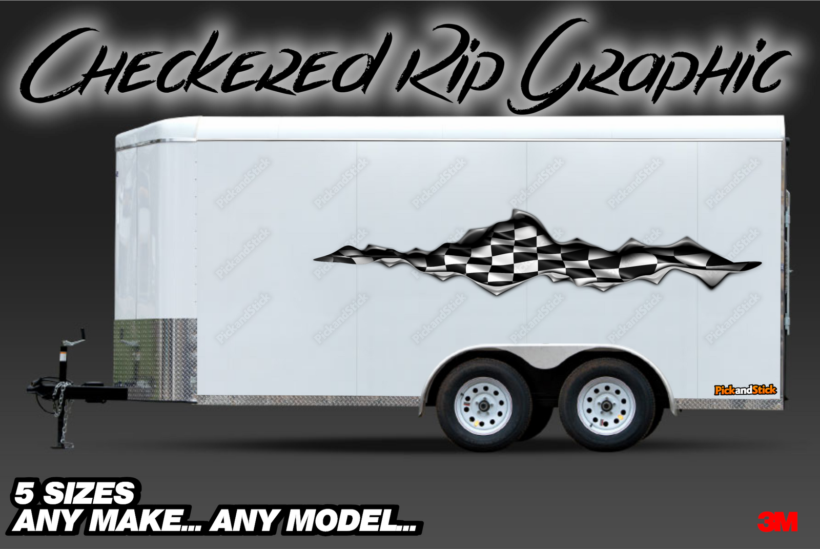 Checkered Rip Trailer Graphics - PickandStickcom