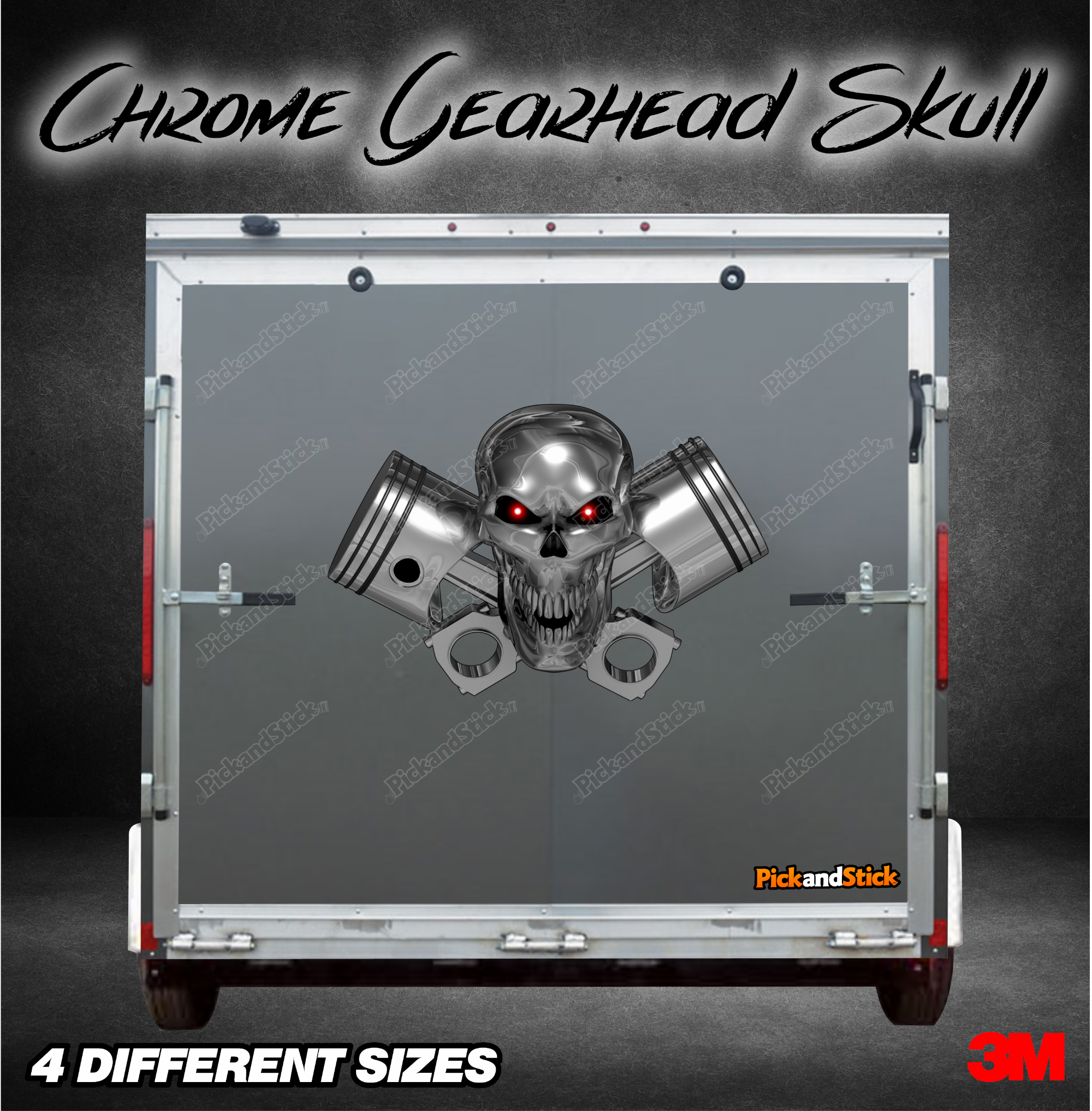 Chrome Gearhead Skull Trailer Graphic - PickandStickcom