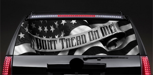 Don't Tread Me On American Flag - Black and White - Perforated Rear Window Decal - PickandStickcom