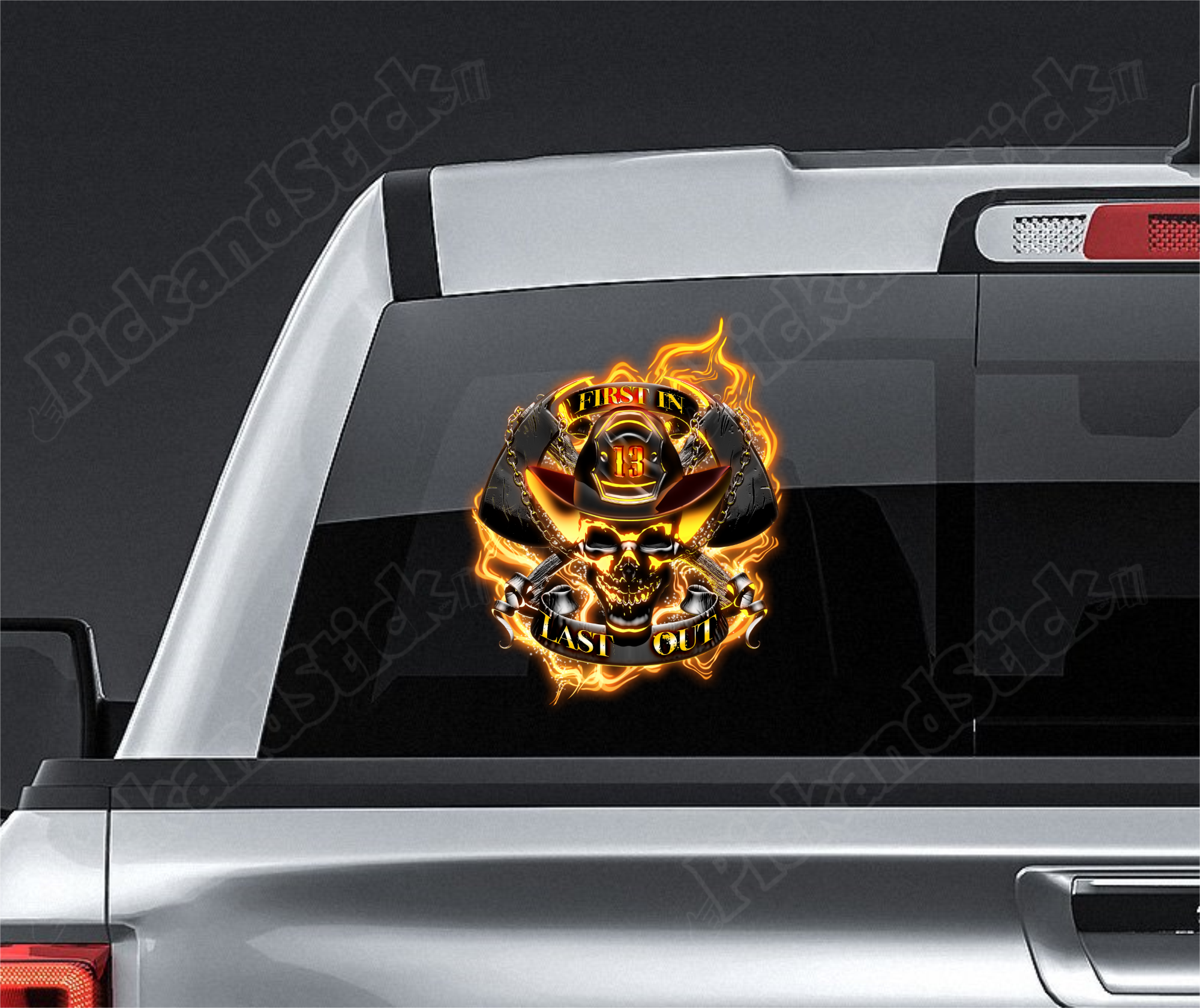 Fire Fighter - First In Last Out - Decal - PickandStickcom