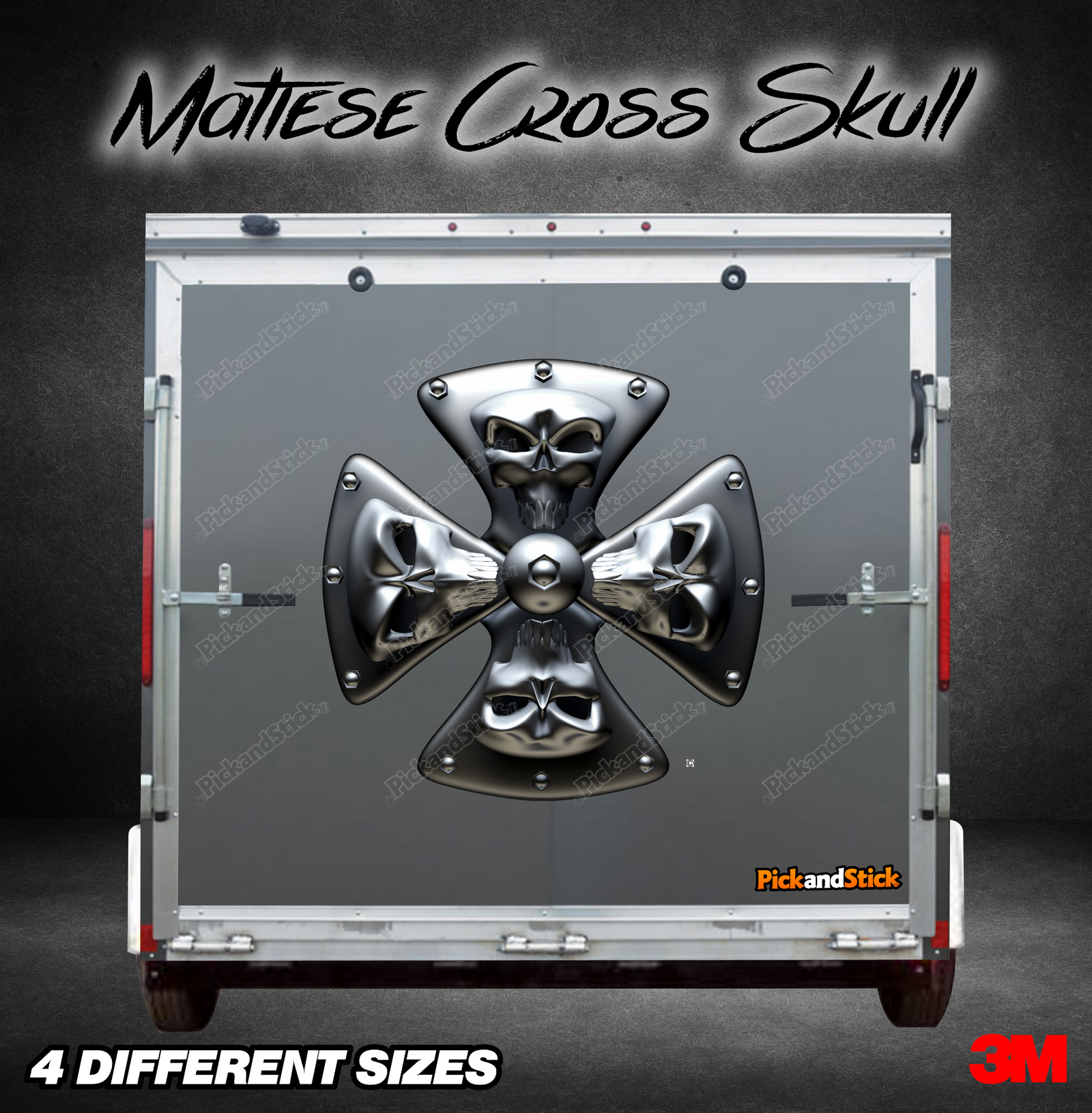 Maltese Cross Skull Trailer Graphic - PickandStickcom