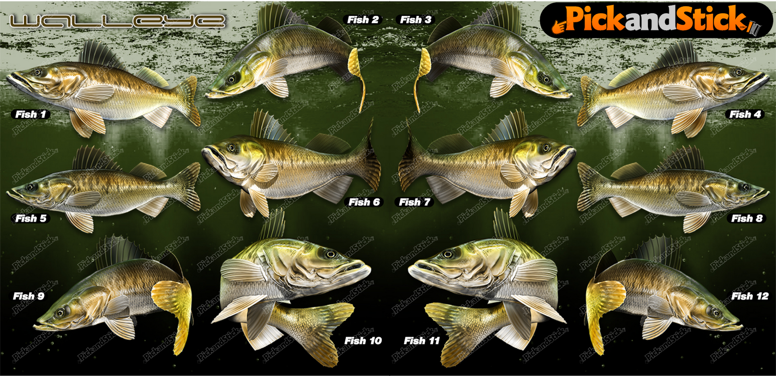 Walleye Fish Decals - PickandStickcom