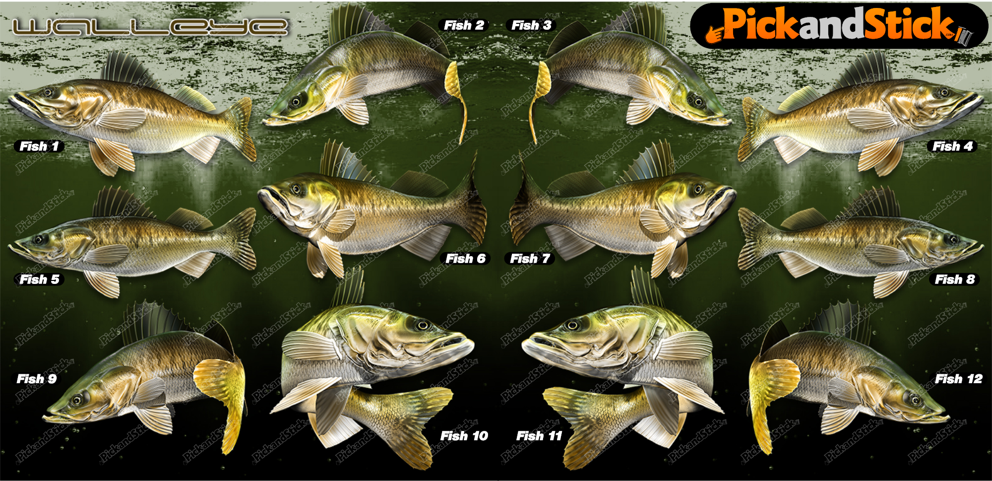 Walleye Fish Decals - PickandStickcom